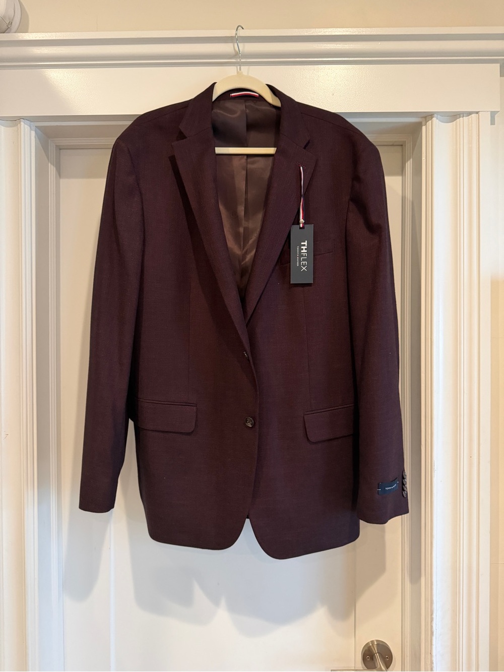Tommy Hilfiger Men's Dark Burgundy Blazer - Single-Breasted Jacket